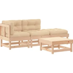 MAISON EXCLUSIVE - Salon de jardin 4 pcs avec coussins bois massif