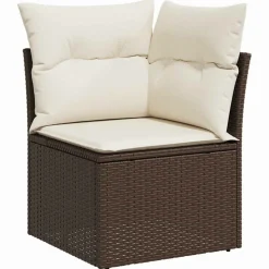 MAISON EXCLUSIVE - Salon de jardin 8 pcs avec coussins marron résine tressée