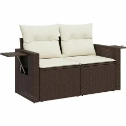 MAISON EXCLUSIVE - Salon de jardin 8 pcs avec coussins marron résine tressée