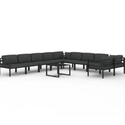 MAISON EXCLUSIVE - Salon de jardin 11 pcs avec coussins aluminium anthracite