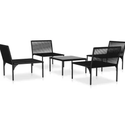 MAISON EXCLUSIVE - Salon de jardin 5 pcs avec coussins noir pvc