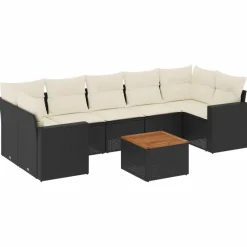MAISON EXCLUSIVE - Salon de jardin 8 pcs avec coussins noir résine tressée