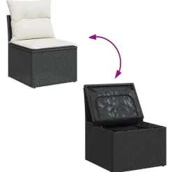 MAISON EXCLUSIVE - Salon de jardin 8 pcs avec coussins noir résine tressée