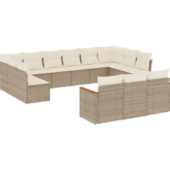 MAISON EXCLUSIVE - Salon de jardin avec coussins 13 pcs beige résine tressée