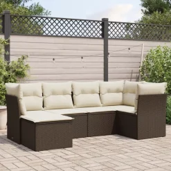 MAISON EXCLUSIVE - Salon de jardin avec coussins 6 pcs marron résine tressée