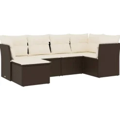 MAISON EXCLUSIVE - Salon de jardin avec coussins 6 pcs marron résine tressée