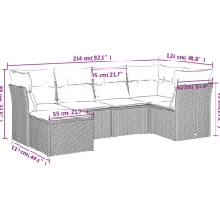 MAISON EXCLUSIVE - Salon de jardin avec coussins 6 pcs marron résine tressée