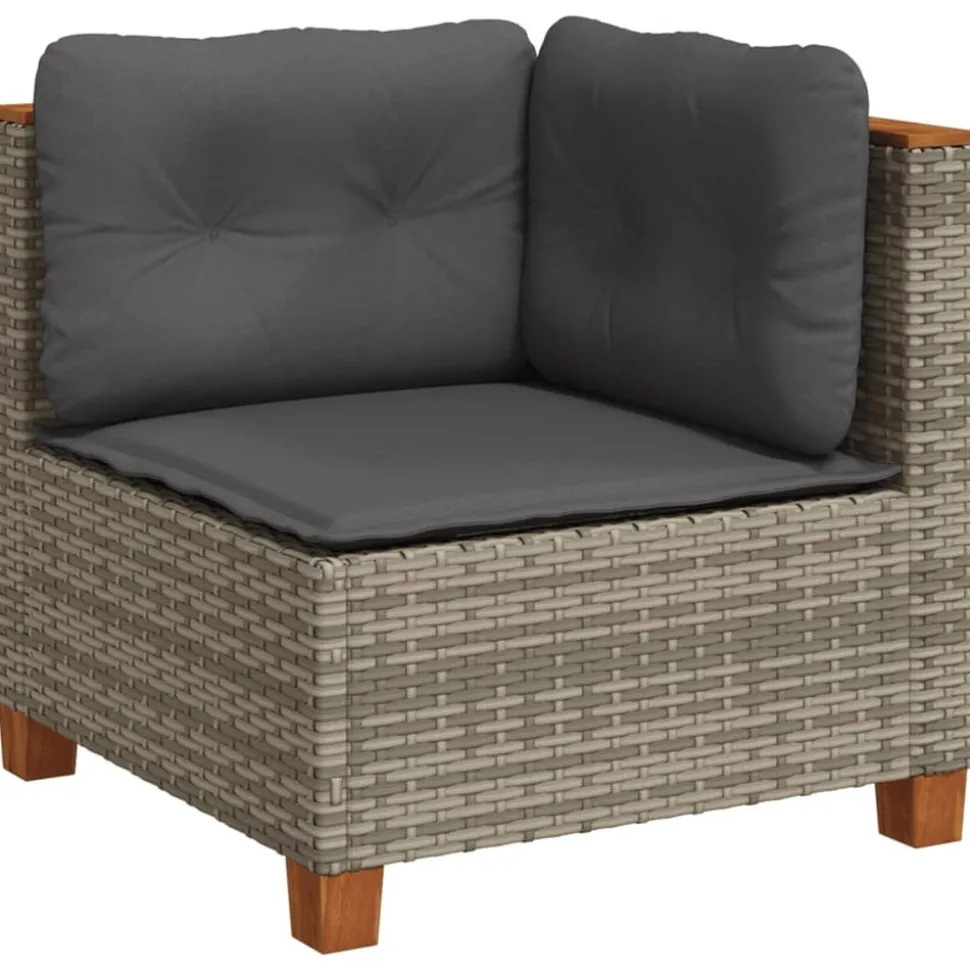 MAISON EXCLUSIVE - Salon de jardin 11 pcs avec coussins gris résine tressée