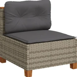 MAISON EXCLUSIVE - Salon de jardin 11 pcs avec coussins gris résine tressée