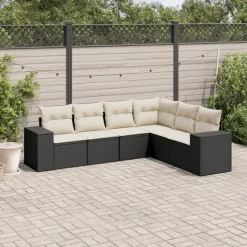 MAISON EXCLUSIVE - Salon de jardin 6 pcs avec coussins noir résine tressée