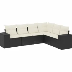 MAISON EXCLUSIVE - Salon de jardin 6 pcs avec coussins noir résine tressée