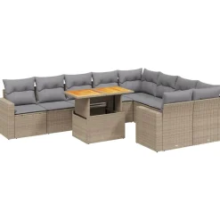 MAISON EXCLUSIVE - Salon de jardin avec coussins 10 pcs beige résine tressée