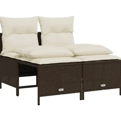 MAISON EXCLUSIVE - Salon de jardin 4 pcs avec coussins marron résine tressée