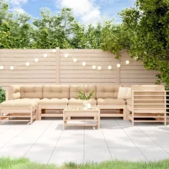 MAISON EXCLUSIVE - Salon de jardin 8 pcs avec coussins bois massif