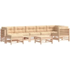 MAISON EXCLUSIVE - Salon de jardin 8 pcs avec coussins bois massif