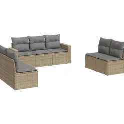 MAISON EXCLUSIVE - Salon de jardin avec coussins 7 pcs beige résine tressée