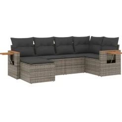 MAISON EXCLUSIVE - Salon de jardin 6 pcs avec coussins gris résine tressée