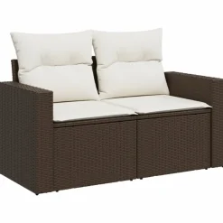 MAISON EXCLUSIVE - Salon de jardin 8 pcs avec coussins marron résine tressée