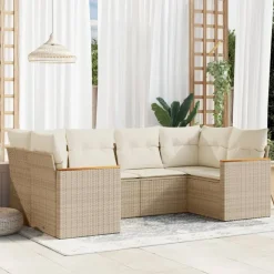 MAISON EXCLUSIVE - Salon de jardin avec coussins 6 pcs beige résine tressée