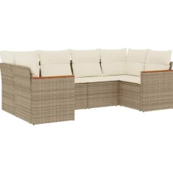 MAISON EXCLUSIVE - Salon de jardin avec coussins 6 pcs beige résine tressée