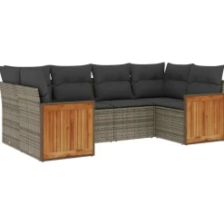 MAISON EXCLUSIVE - Salon de jardin 6 pcs avec coussins gris résine tressée