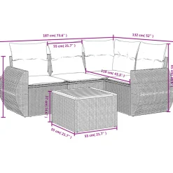 MAISON EXCLUSIVE - Salon de jardin 5 pcs avec coussins gris résine tressée