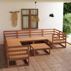 MAISON EXCLUSIVE - Salon de jardin 9 pcs bois de pin massif