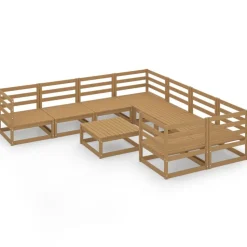 MAISON EXCLUSIVE - Salon de jardin 9 pcs bois de pin massif