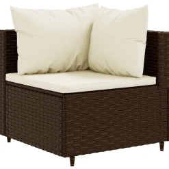 MAISON EXCLUSIVE - Salon de jardin 4 pcs avec coussins marron résine tressée