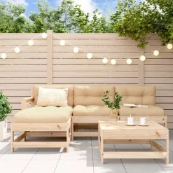 MAISON EXCLUSIVE - Salon de jardin 5 pcs avec coussins bois massif