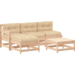 MAISON EXCLUSIVE - Salon de jardin 5 pcs avec coussins bois massif