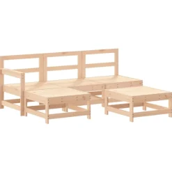 MAISON EXCLUSIVE - Salon de jardin 5 pcs avec coussins bois massif