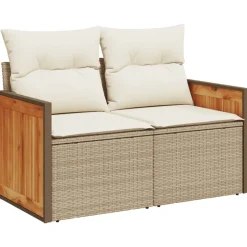 MAISON EXCLUSIVE - Salon de jardin avec coussins 12 pcs beige résine tressée