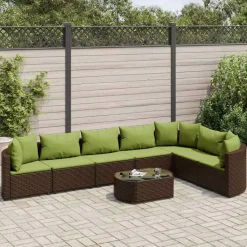 MAISON EXCLUSIVE - Salon de jardin 8 pcs avec coussins marron résine tressée