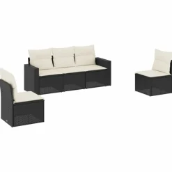 MAISON EXCLUSIVE - Salon de jardin 5 pcs avec coussins noir résine tressée