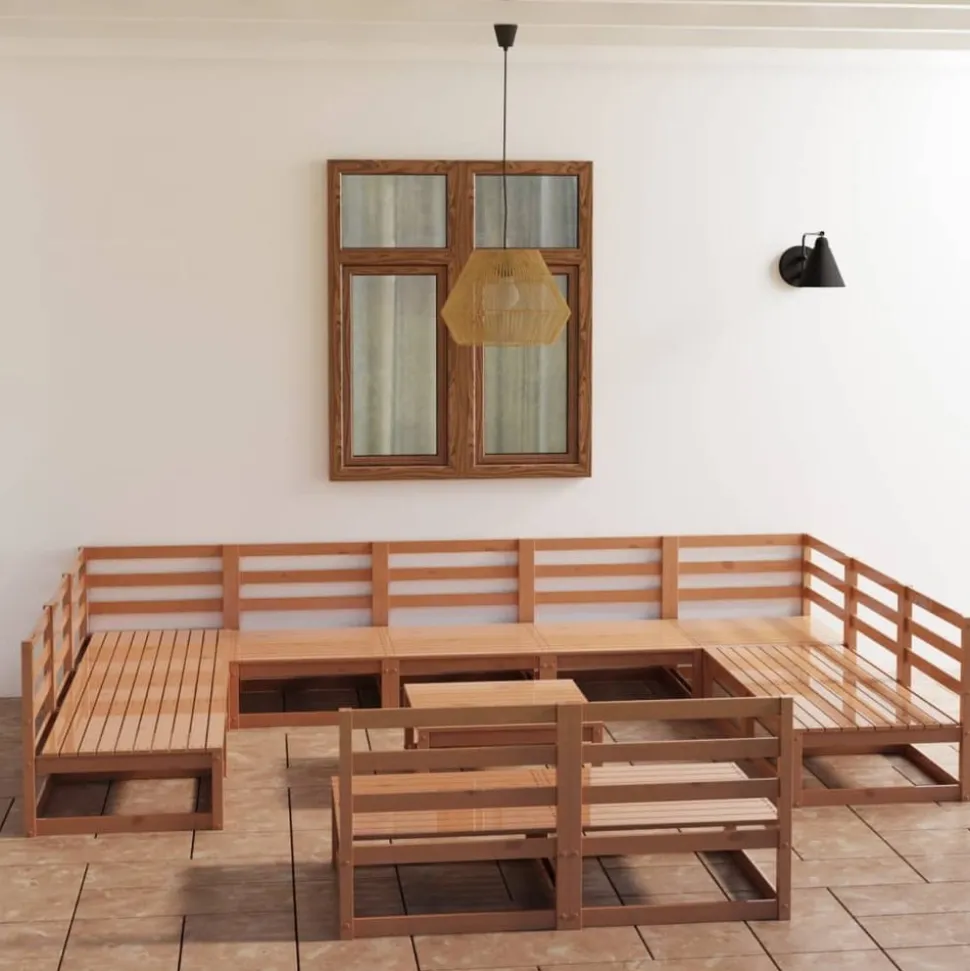 MAISON EXCLUSIVE - Salon de jardin 12 pcs bois de pin massif