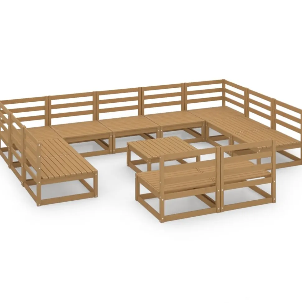 MAISON EXCLUSIVE - Salon de jardin 12 pcs bois de pin massif