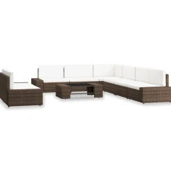 MAISON EXCLUSIVE - Salon de jardin 9 pcs résine tressée marron