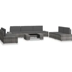 MAISON EXCLUSIVE - Salon de jardin 8 pcs résine tressée gris