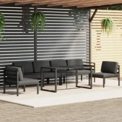 MAISON EXCLUSIVE - Salon de jardin 7 pcs avec coussins aluminium anthracite