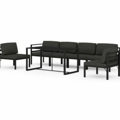 MAISON EXCLUSIVE - Salon de jardin 7 pcs avec coussins aluminium anthracite