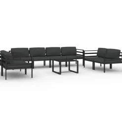 MAISON EXCLUSIVE - Salon de jardin 9 pcs avec coussins aluminium anthracite