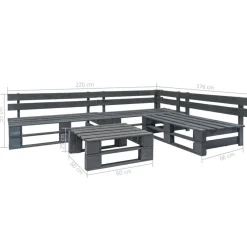 MAISON EXCLUSIVE - Salon de jardin palette 4 pcs bois gris