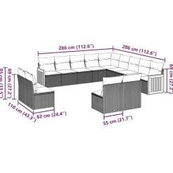 MAISON EXCLUSIVE - Salon de jardin avec coussins 13 pcs noir résine tressée