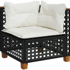 MAISON EXCLUSIVE - Salon de jardin 5 pcs avec coussins noir résine tressée