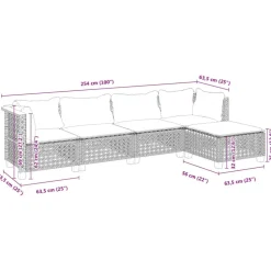 MAISON EXCLUSIVE - Salon de jardin 5 pcs avec coussins noir résine tressée