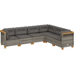 MAISON EXCLUSIVE - Salon de jardin 6 pcs avec coussins gris résine tressée