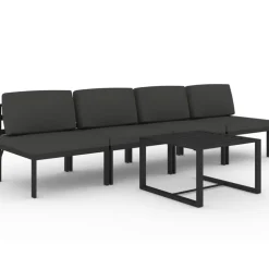 MAISON EXCLUSIVE - Salon de jardin 5 pcs avec coussins aluminium anthracite
