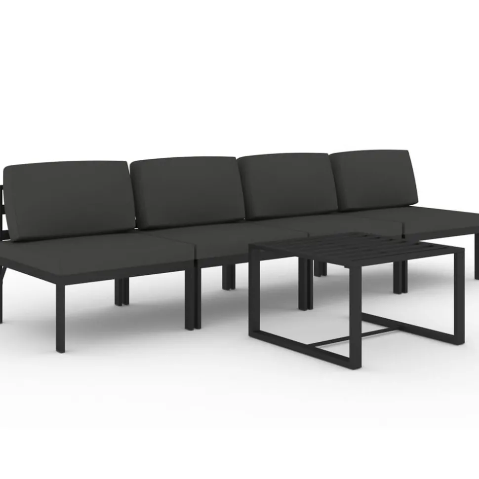 MAISON EXCLUSIVE - Salon de jardin 5 pcs avec coussins aluminium anthracite