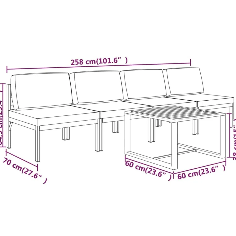 MAISON EXCLUSIVE - Salon de jardin 5 pcs avec coussins aluminium anthracite